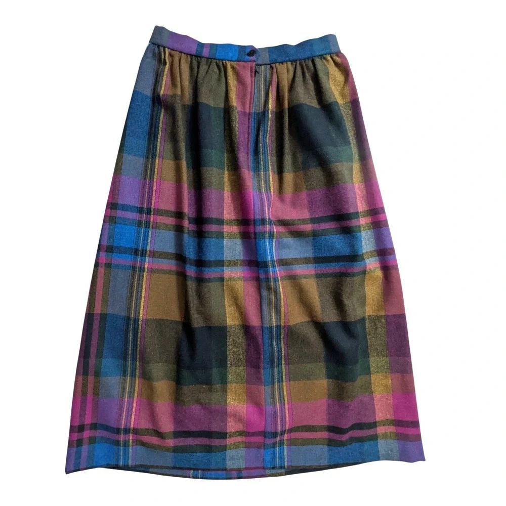 Vintage‎ JCPenney Fashions Plaid Midi Skirt Wool Blend Pleated Deadstock Size 12